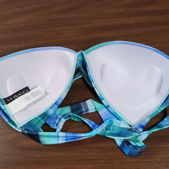 La Blanca Women's Ocean Tides Keyhole Banded Bikini Top Size 16 Like New - Picture 7 of 10